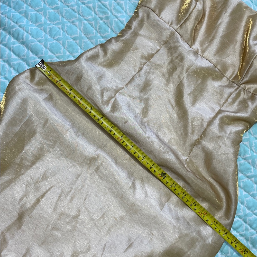 metallic gold portrait, collar column dress - Picture 9 of 11